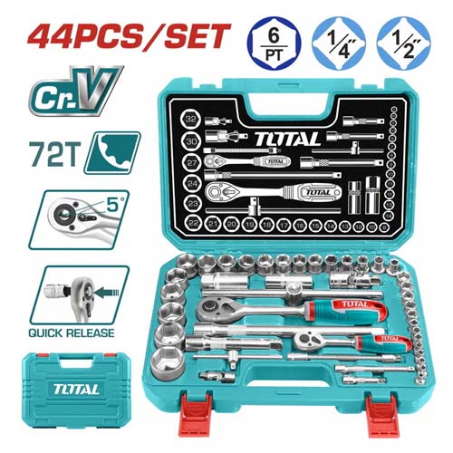 ensemble de douilles 1/4" et 1/2" au total 44 pièces
