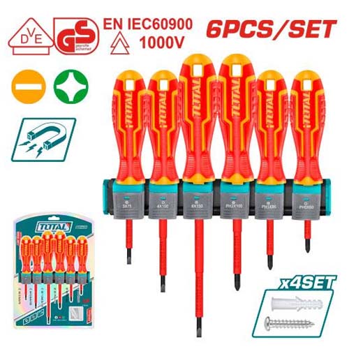 jeu de tournevis isolé x 6pcs thtis566 pour Électricien